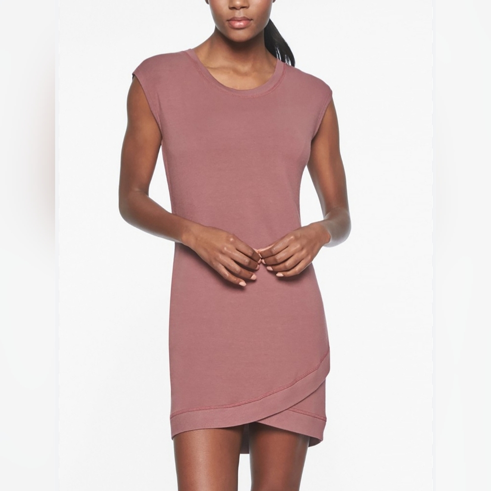 NEW ATHLETA Size Small  Casual Activewear Pink Cozy Soft Cap Sleeve Tennis Dress
